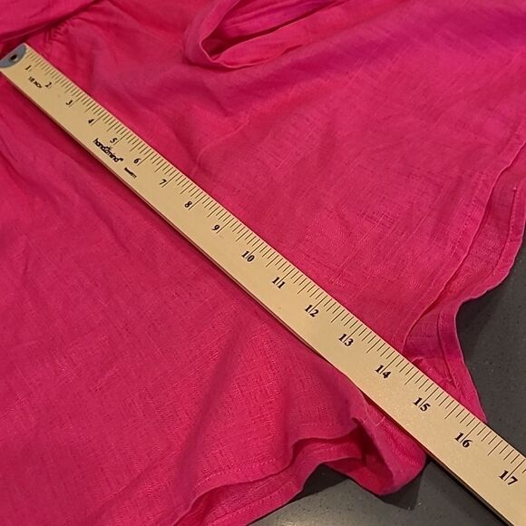 LUMIERE sz S/S Romper w/crossover tie, fuchsia, pockets - Picture 9 of 12